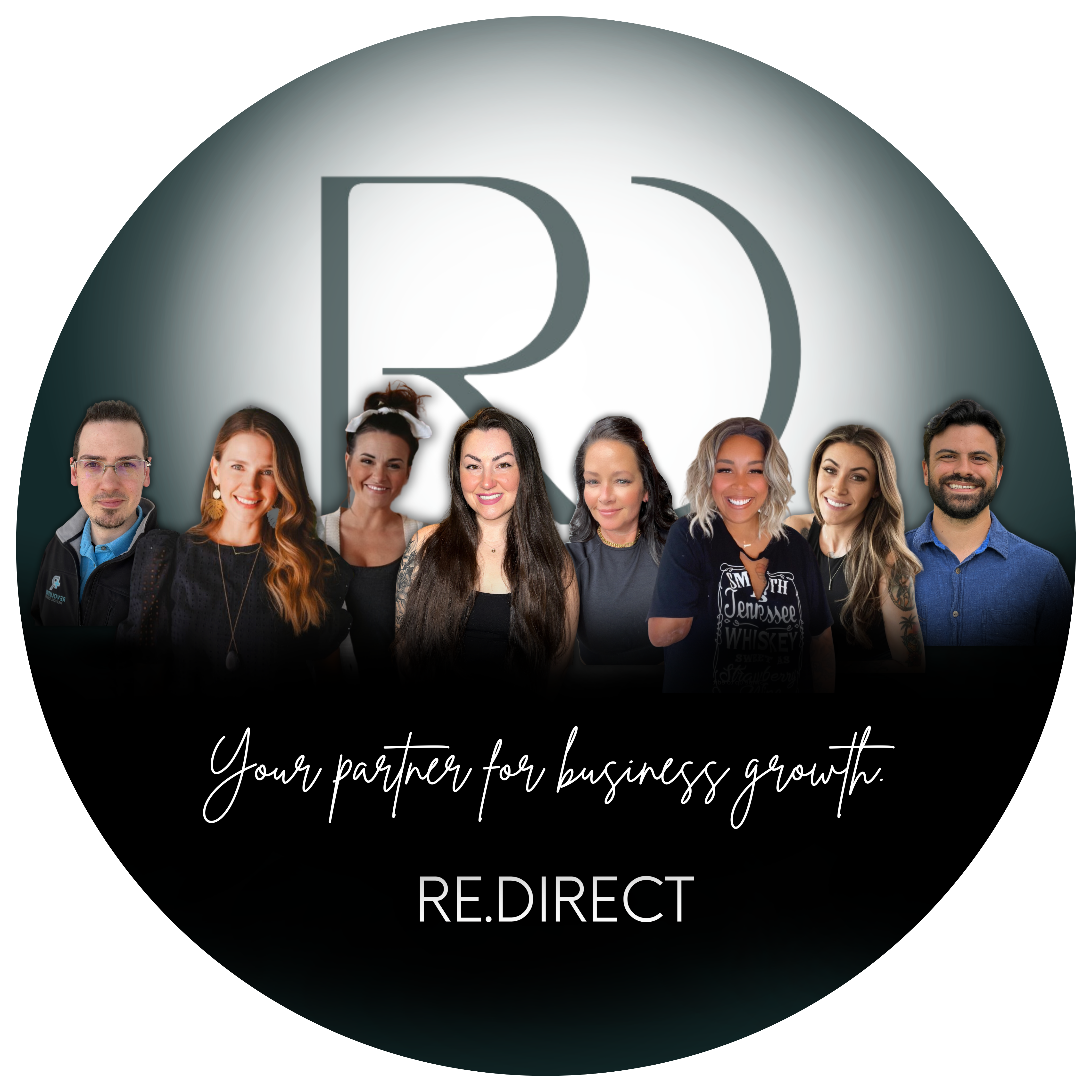 A photo of the RE.DIRECT team welcoming you to their site